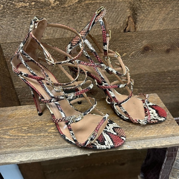 Aquazzura Snakeskin Multi-Strap Heels (Size 37 / US 6.5–7) - Picture 3 of 11